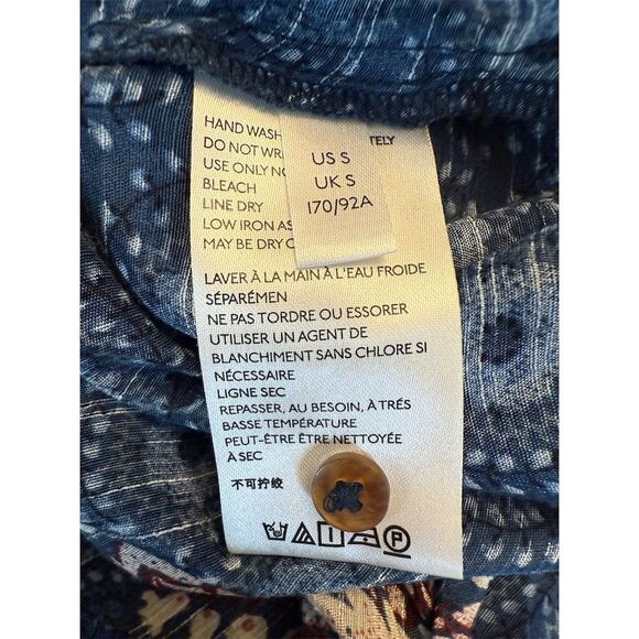 Maeve by Anthropologie Women's Letizia Ruffled Blouse Size S Blue Floral Boho - Picture 8 of 9